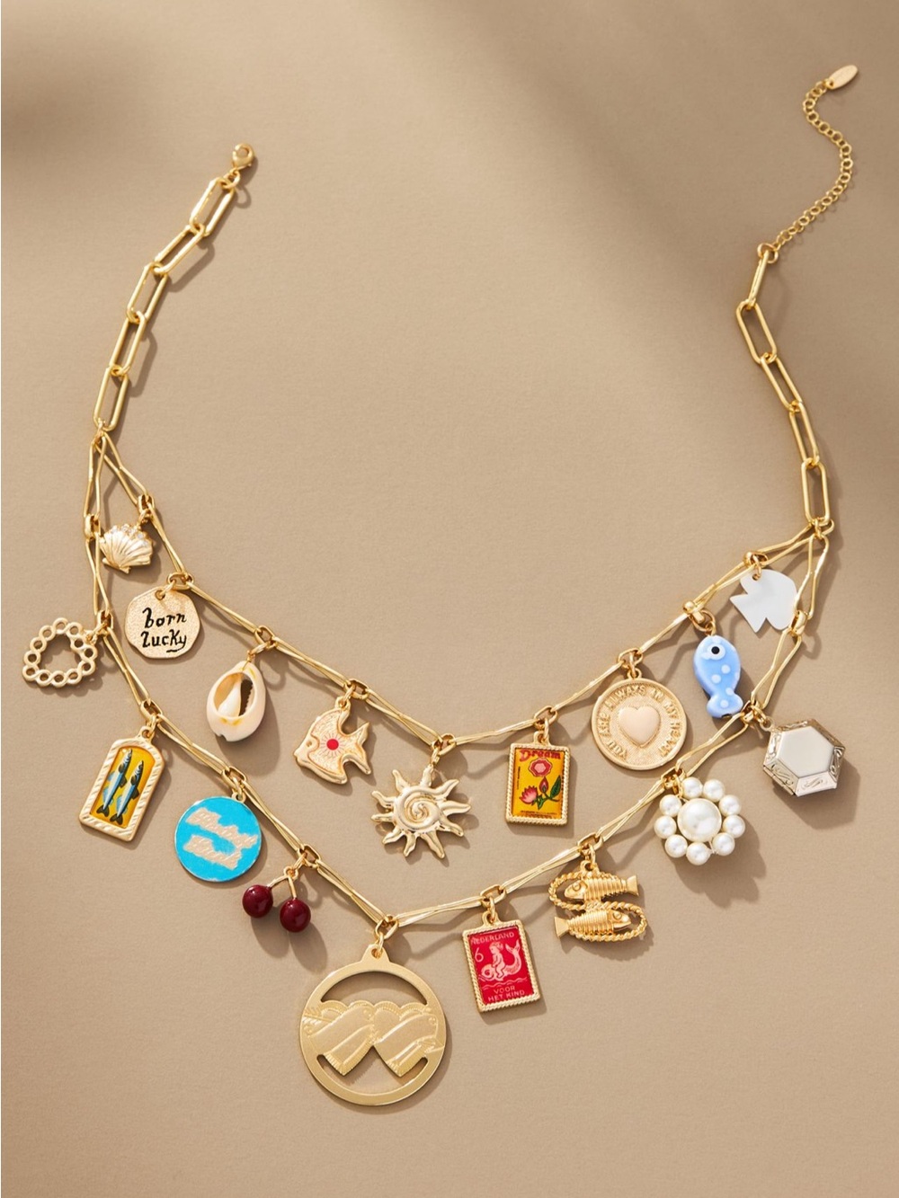 Double Layer Charm Necklace by Anthropologie